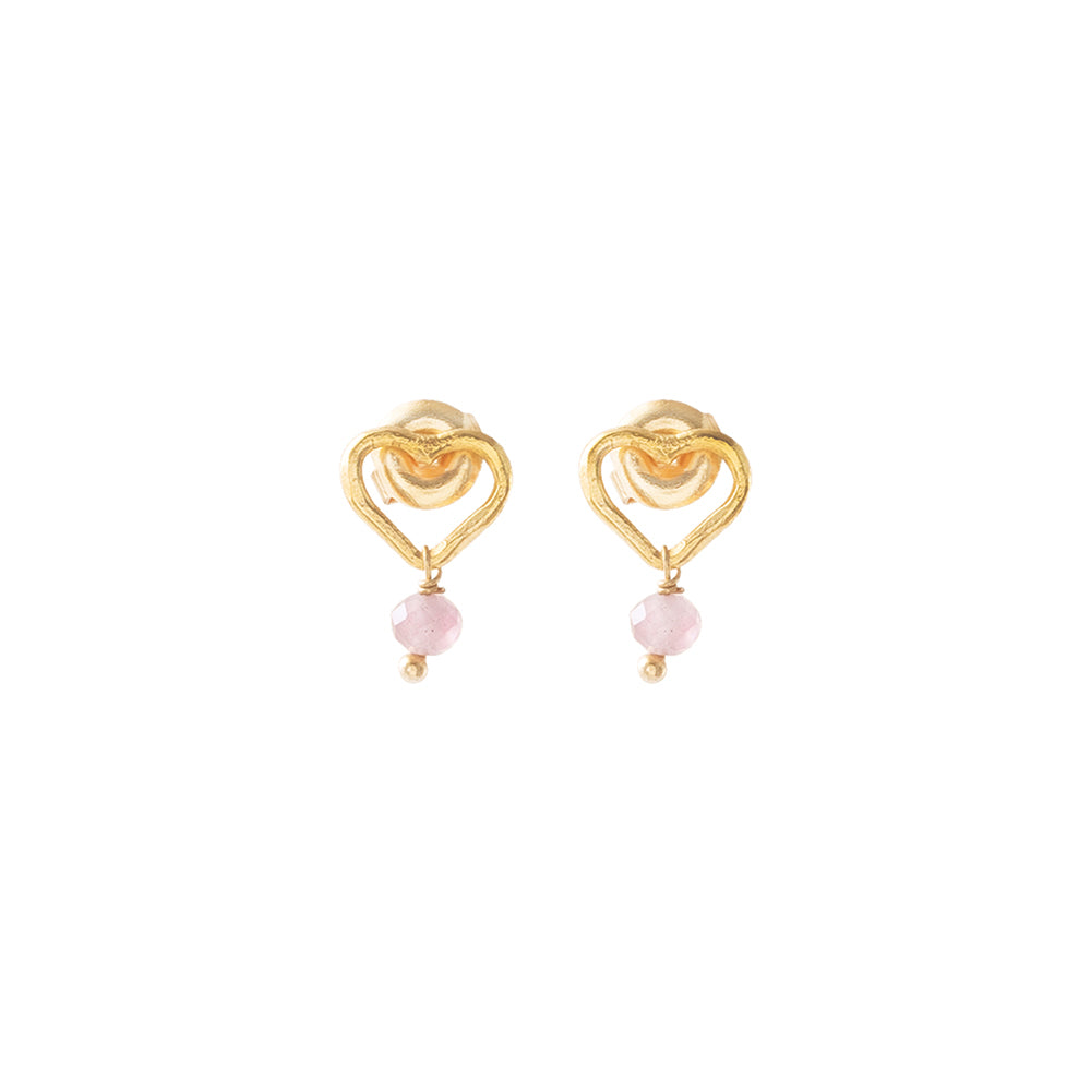 Gift Set Open Heart Rose Quartz Gold Plated