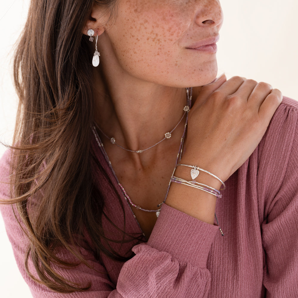 Memory Rose Quartz Silver Plated Bracelet