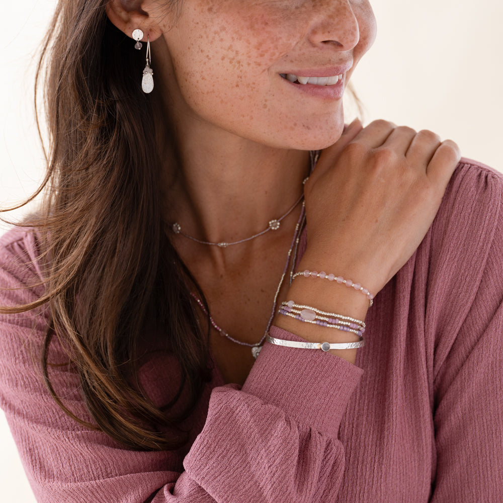 Sensitive Rose Quartz Silver Plated Bracelet