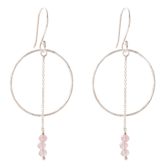 Talent Rose Quartz Silver Plated Earrings