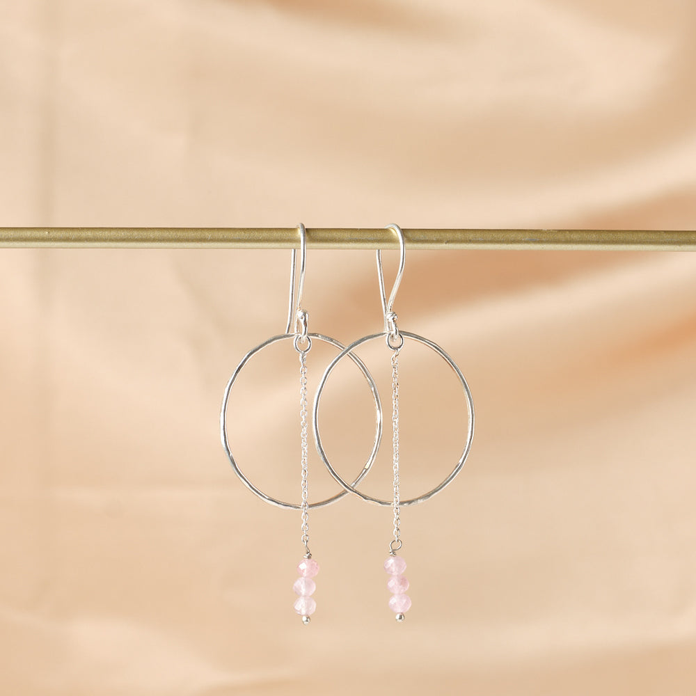 Talent Rose Quartz Silver Plated Earrings