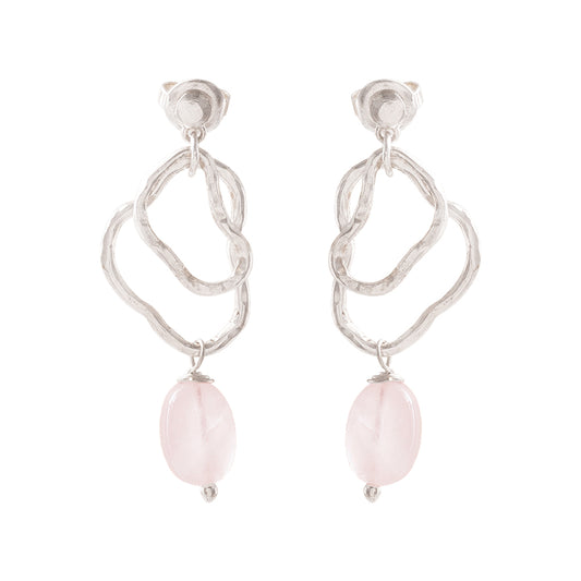 Fascinated Rose Quartz Earrings Silver Plated