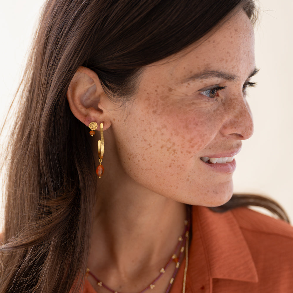 Attracted Carnelian Gold Plated Earrings