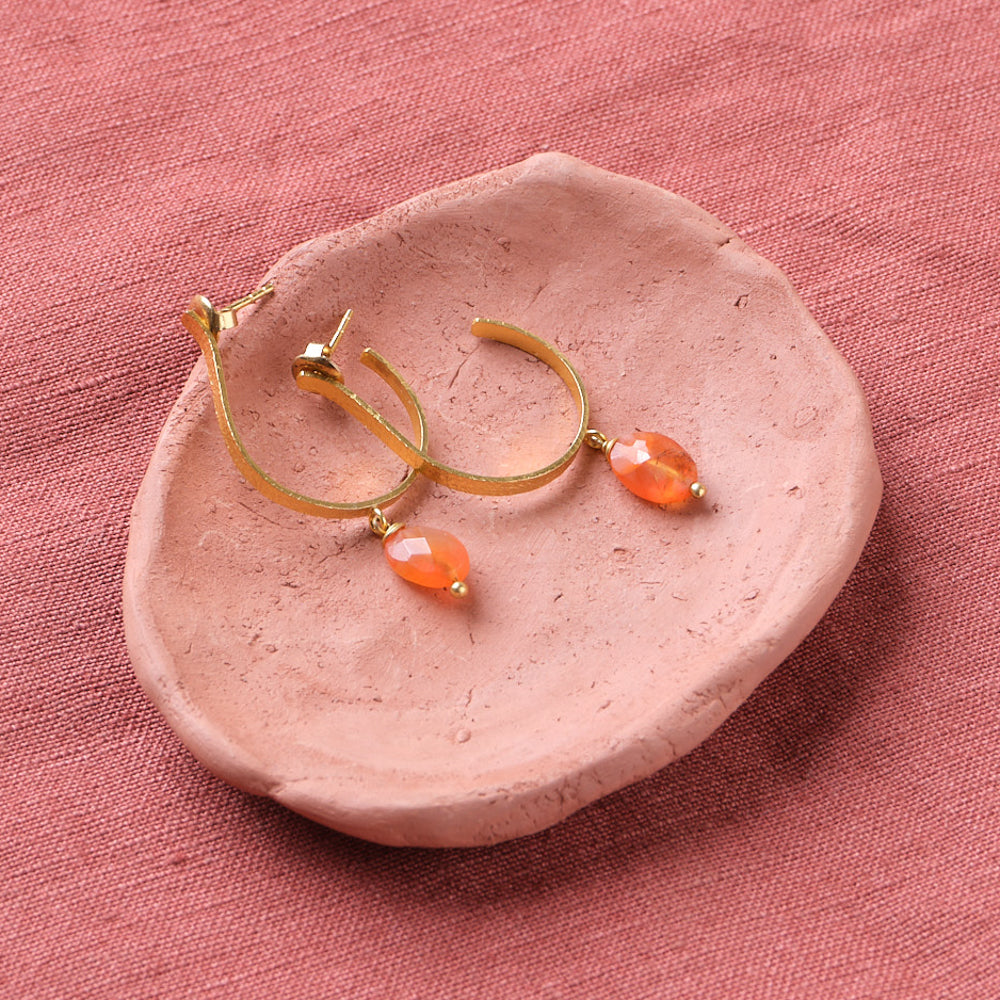 Attracted Carnelian Gold Plated Earrings