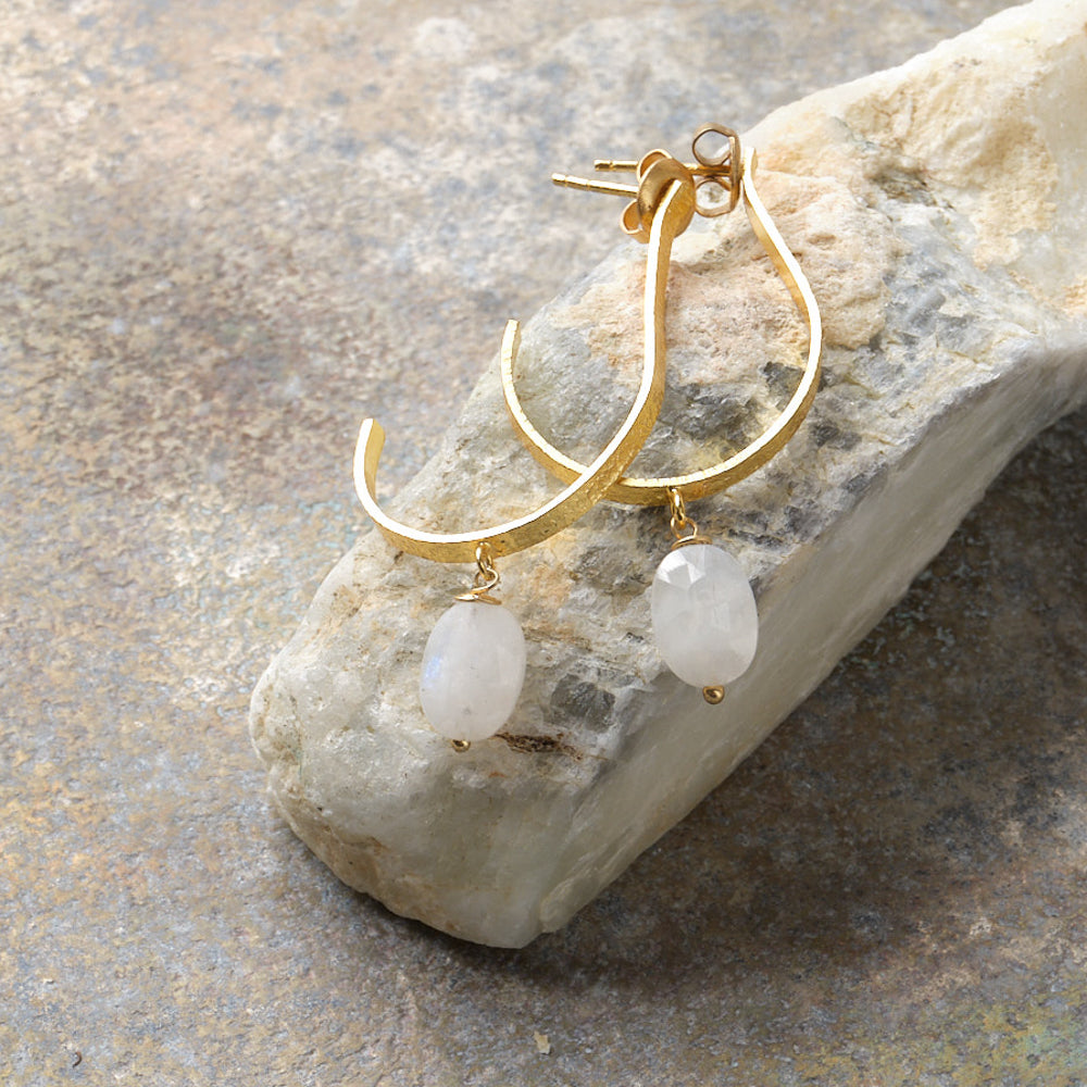 Attracted Moonstone Gold Plated Earrings