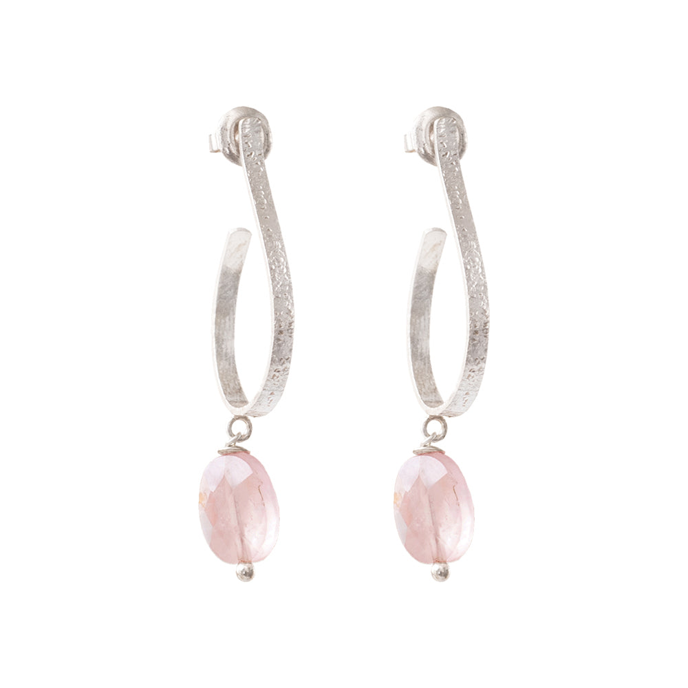 Attracted Rose Quartz Silver Plated Earrings