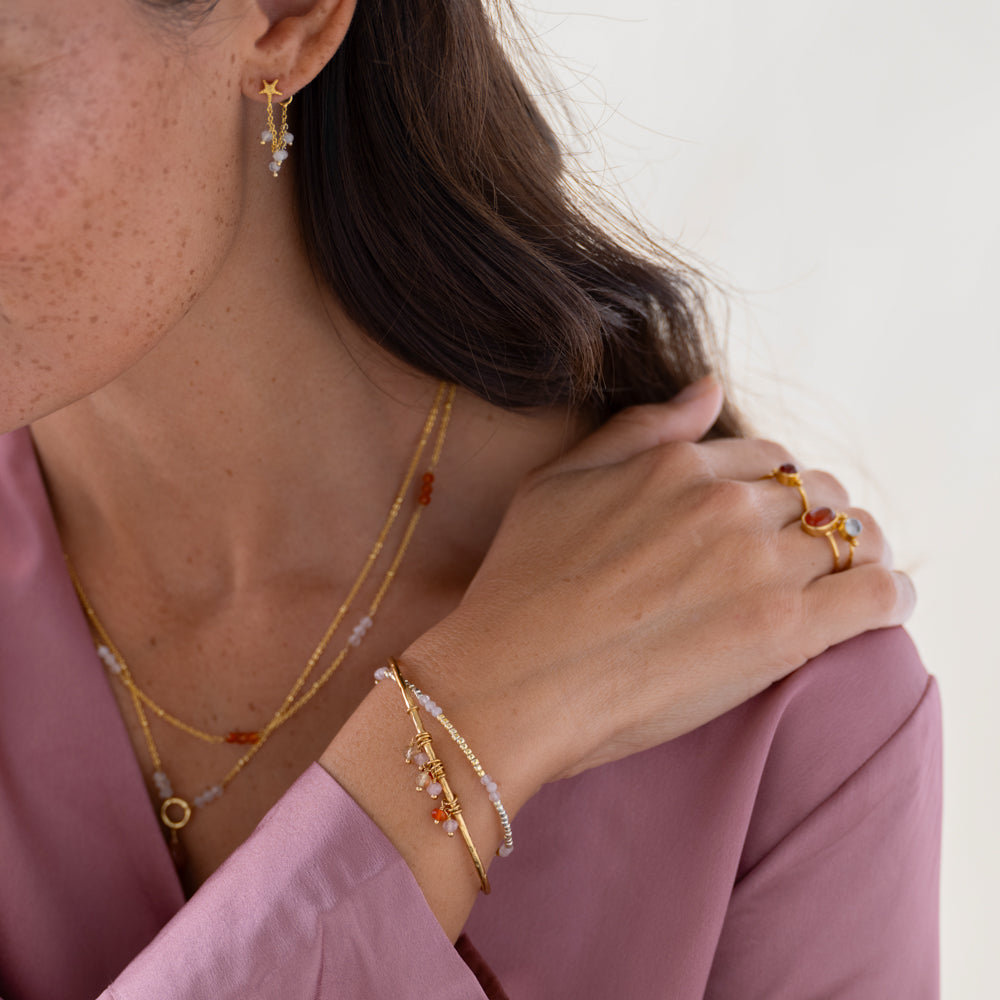 Posy Rose Quartz Carnelian Citrine Gold Plated Bracelet