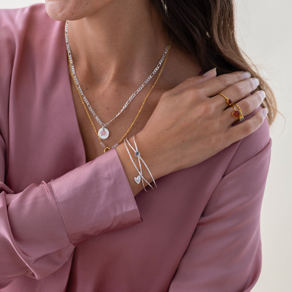 Impressive Rose Quartz Silver Plated Bracelet