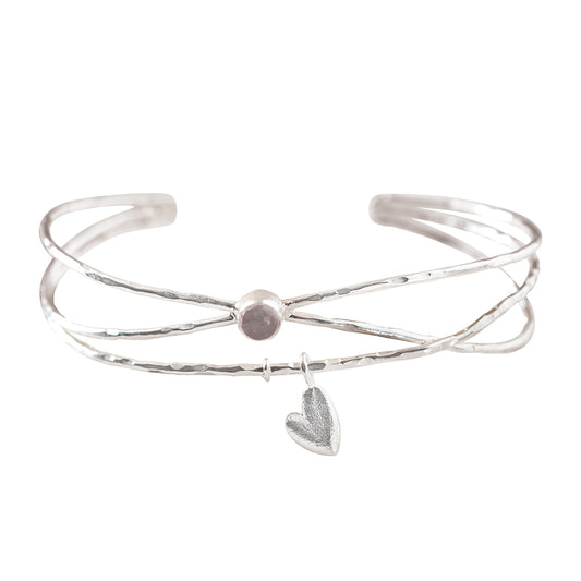 Impressive Rose Quartz Silver Plated Bracelet