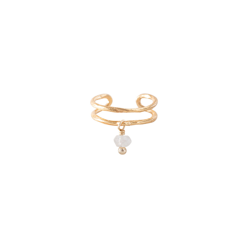 Gemstone Ear cuff Moonstone Gold Plated