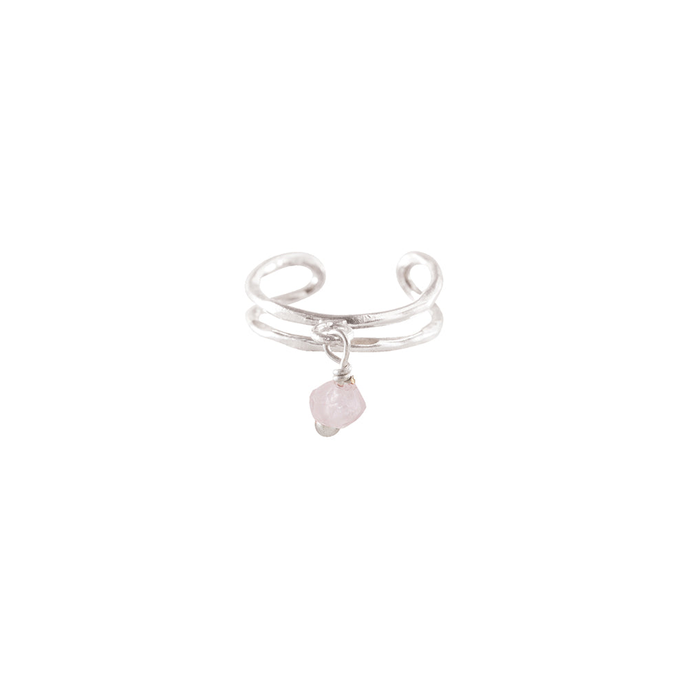 Gemstone Ear cuff Rose Quartz Silver Plated