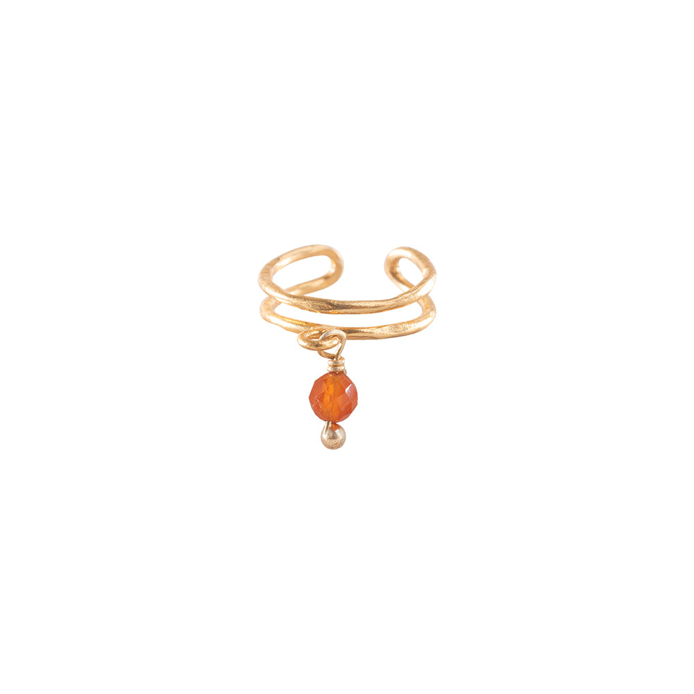 Gemstone Ear cuff Carnelian Gold Plated