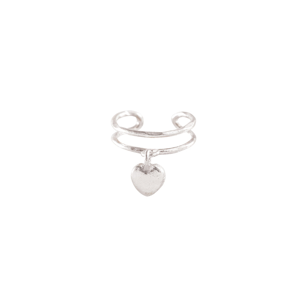 Symbol Ear Cuff Heart Silver Plated