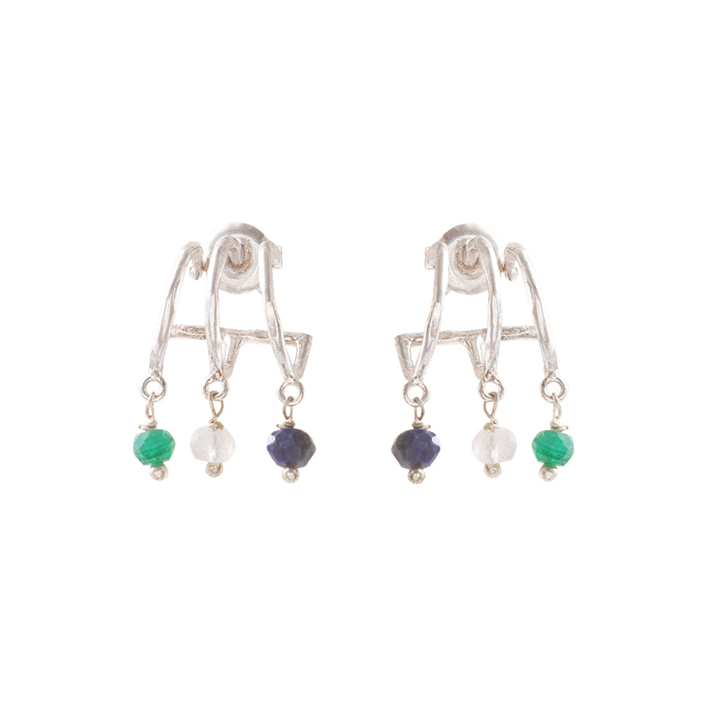 Enchanted Aventurine Moonstone Lapis Lazuli Silver Plated Earrings