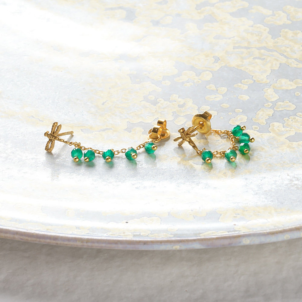 Utopia Aventurine Gold Plated Earrings