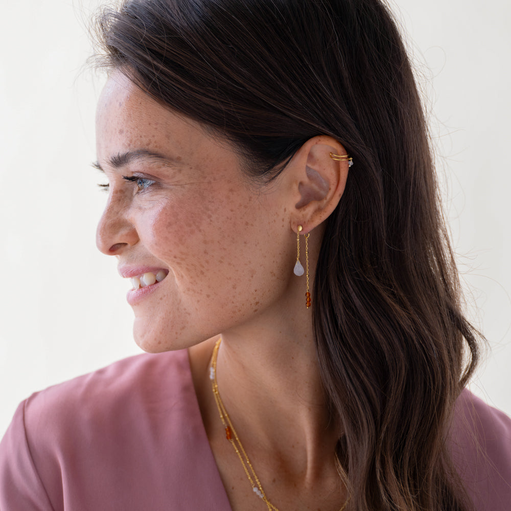 Felicity Rose Quartz Carnelian Gold Plated Earrings