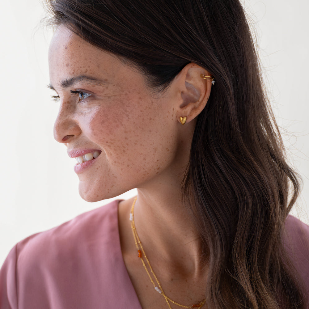 Showing Carnelian Rose Quartz Gold Plated Earrings