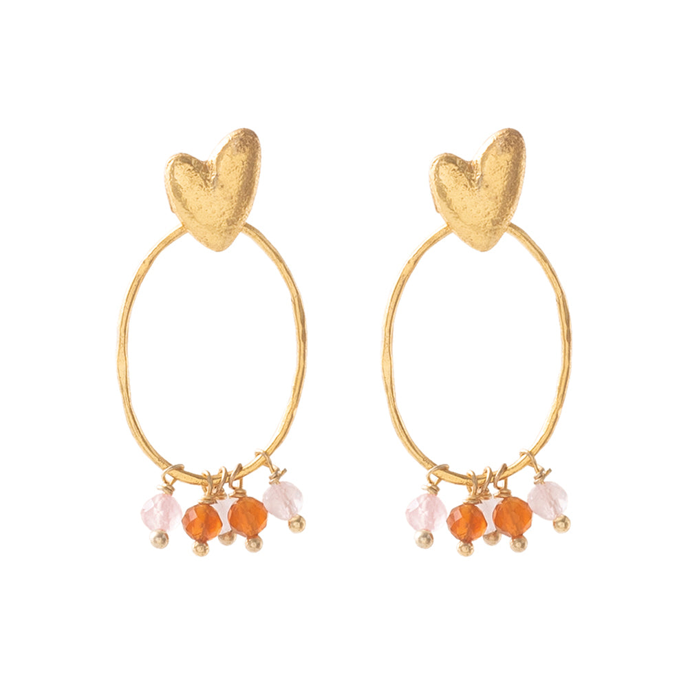 Showing Carnelian Rose Quartz Gold Plated Earrings