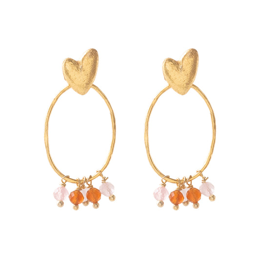 Showing Carnelian Rose Quartz Gold Plated Earrings