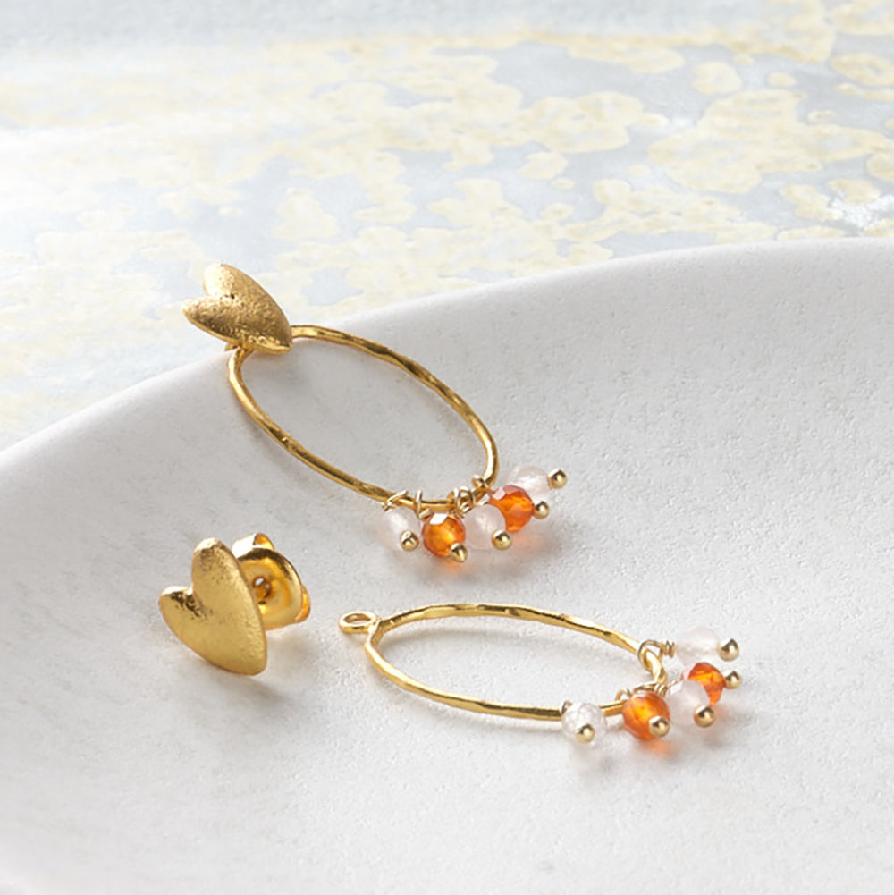 Showing Carnelian Rose Quartz Gold Plated Earrings