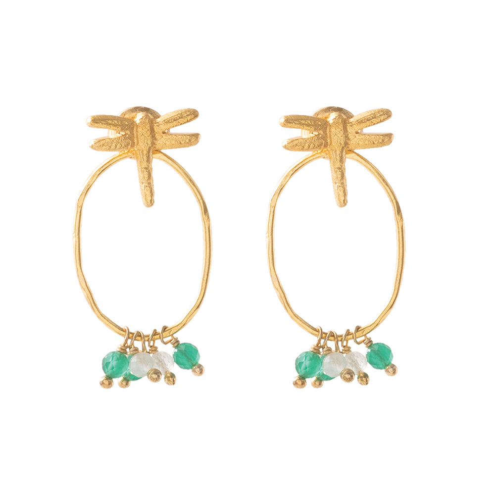 Showing Aventurine Moonstone Gold Plated Earrings