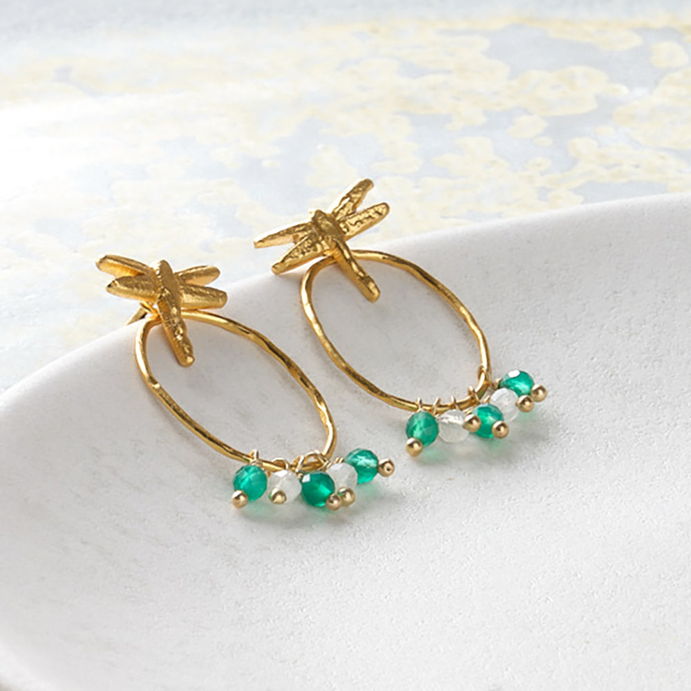 Showing Aventurine Moonstone Gold Plated Earrings