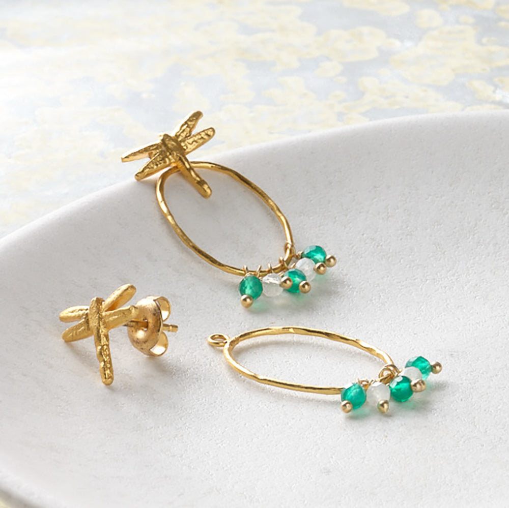 Showing Aventurine Moonstone Gold Plated Earrings