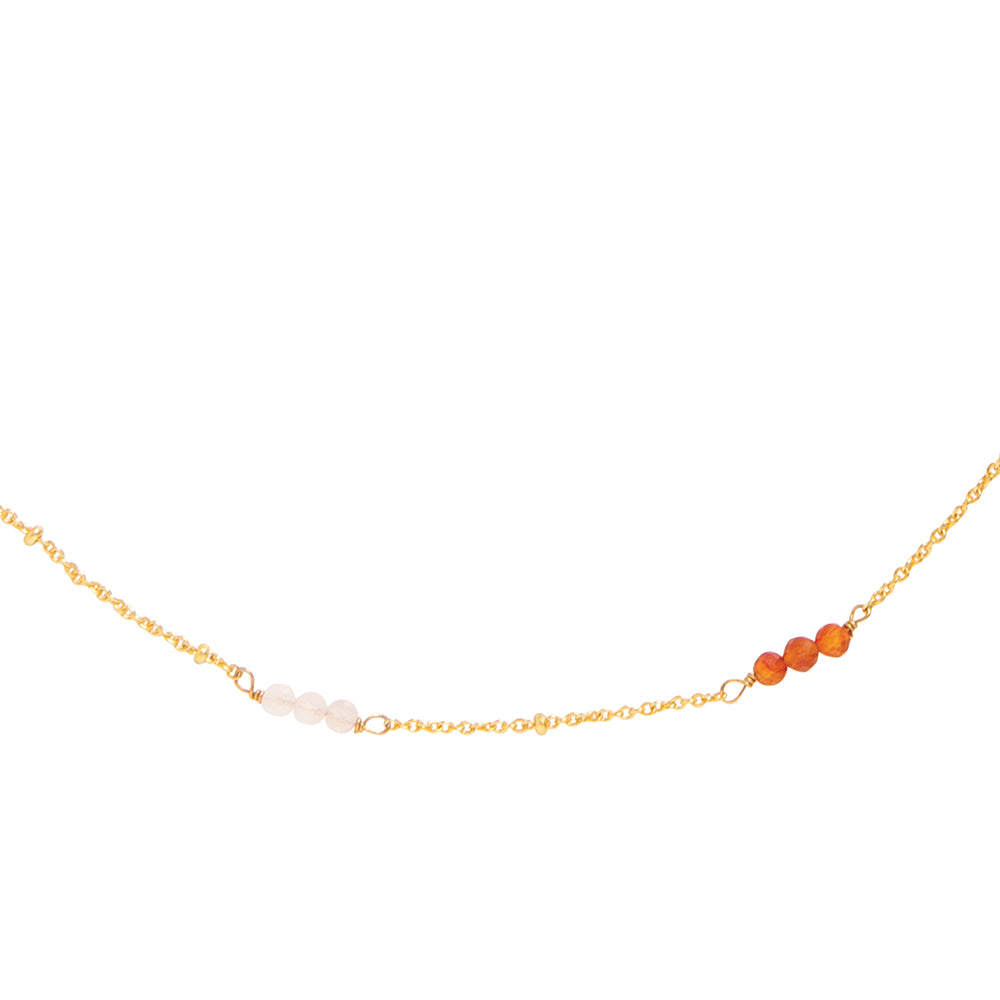 Longing Rose Quartz Carnelian Gold Plated Necklace