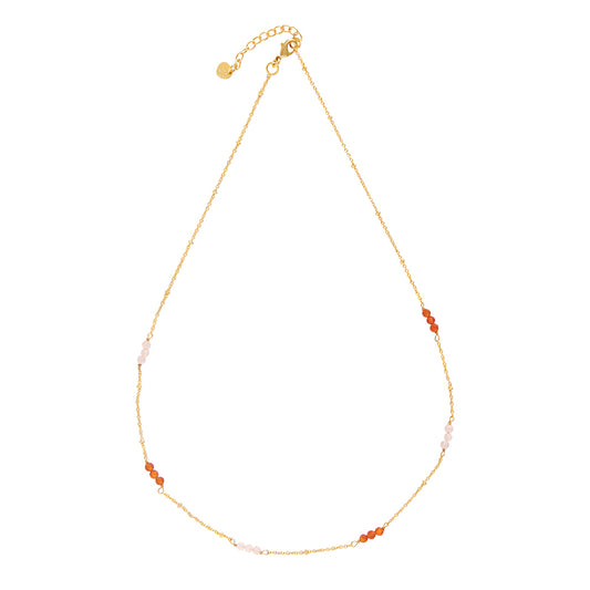 Longing Rose Quartz Carnelian Gold Plated Necklace