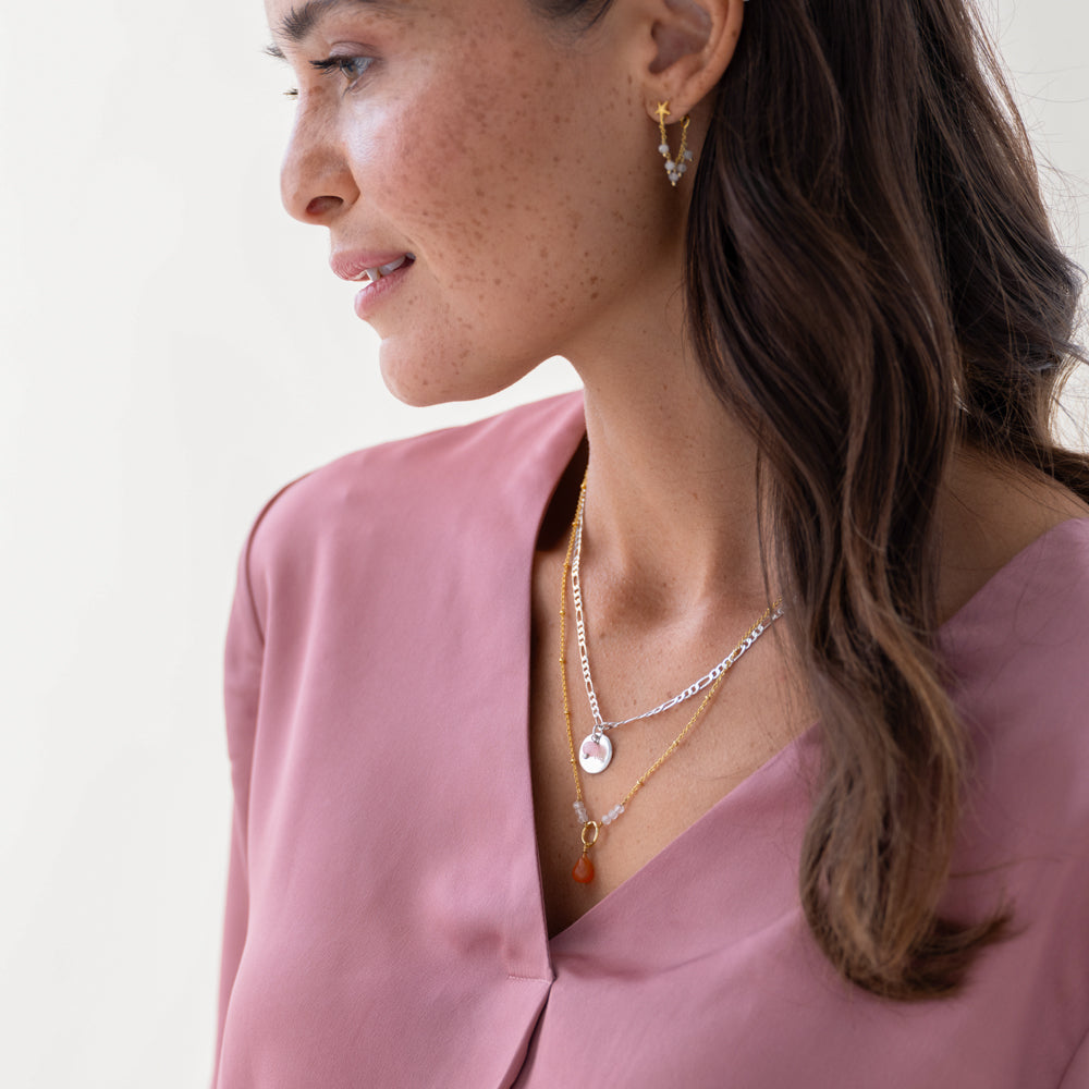 Idol Rose Quartz Silver Plated Necklace