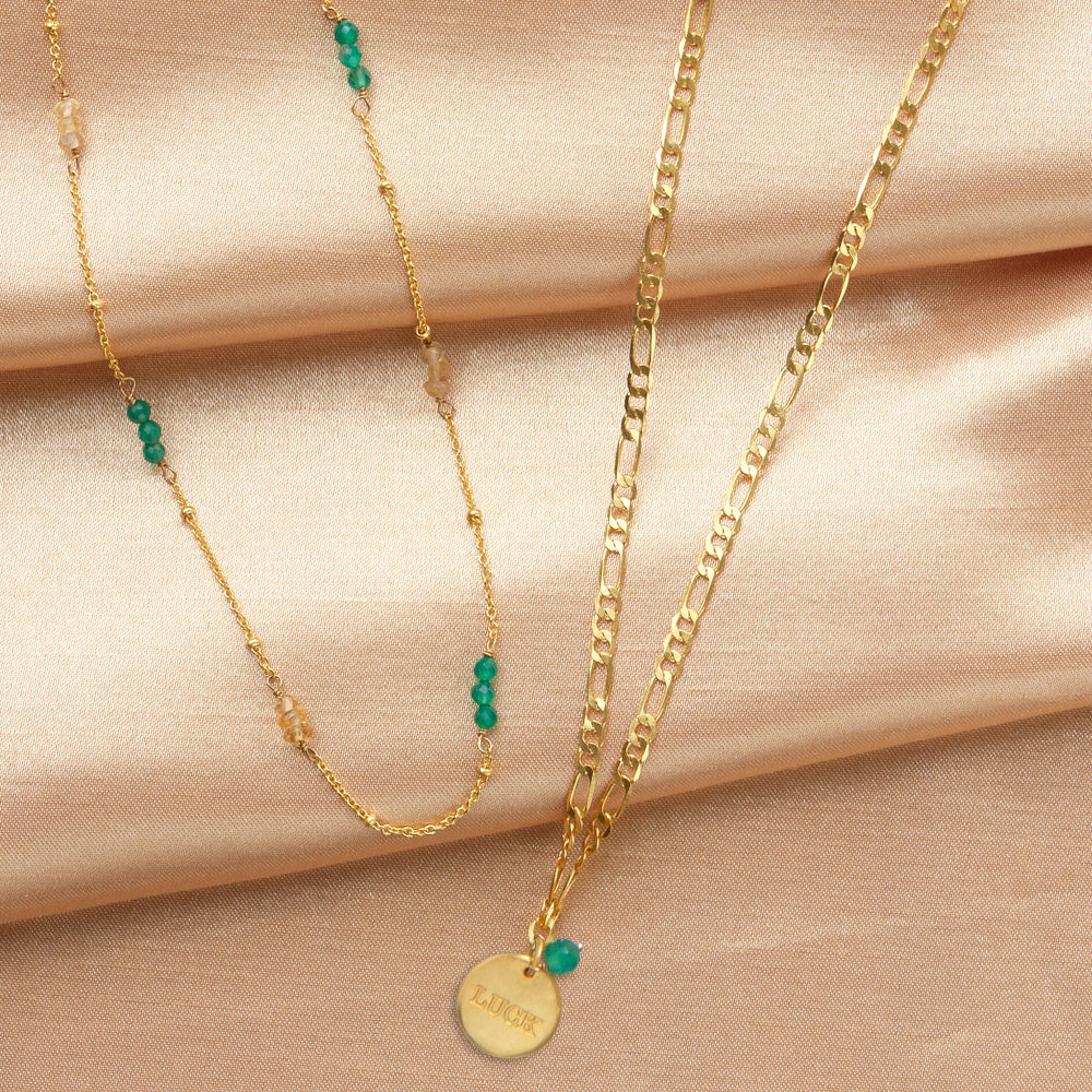 Idol Aventurine Gold Plated Necklace