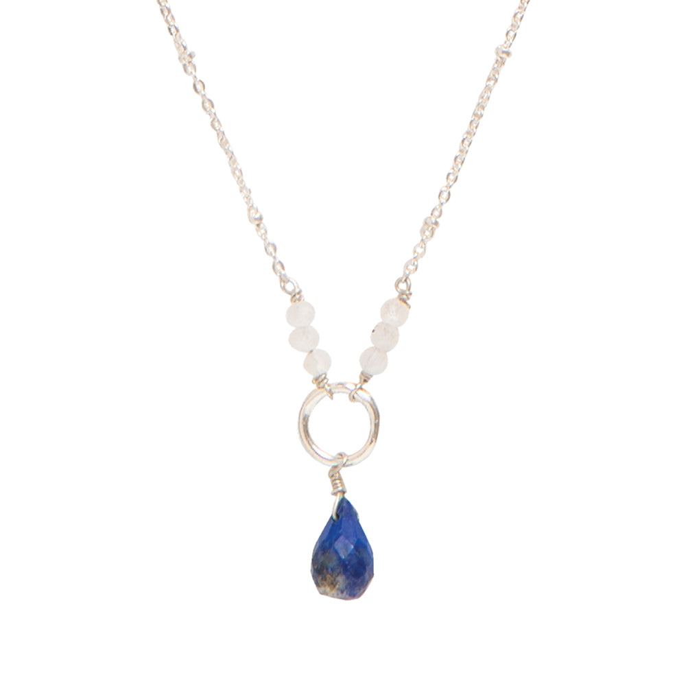 Wanted Lapis Lazuli Moonstone Silver Plated Necklace