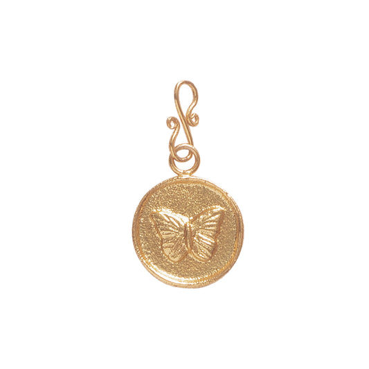 Butterfly Vintage Coin Charm Gold