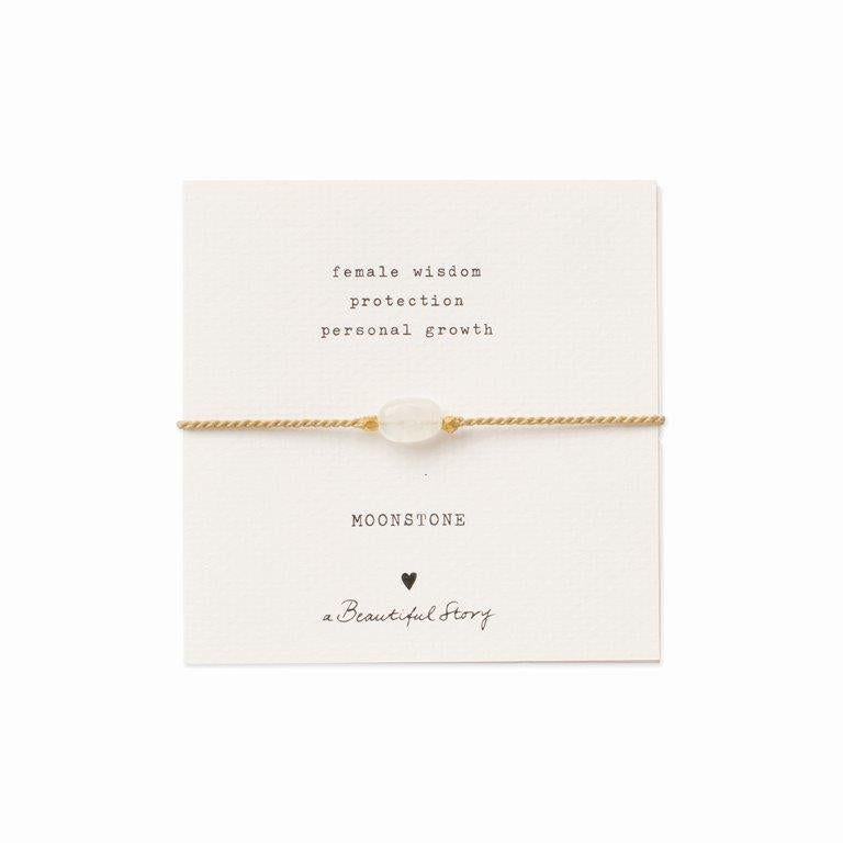 Gemstone Card Moonstone Gold Colored Bracelet