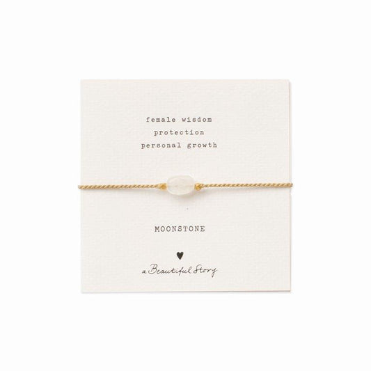 Gemstone Card Moonstone Gold Colored Bracelet