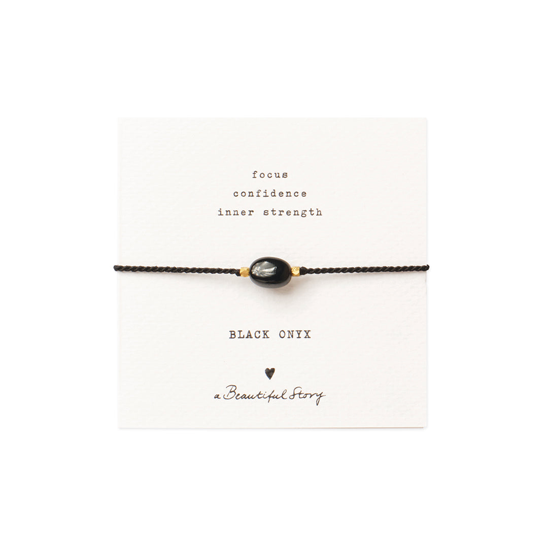 Gemstone Card Black Onyx Gold Colored Bracelet