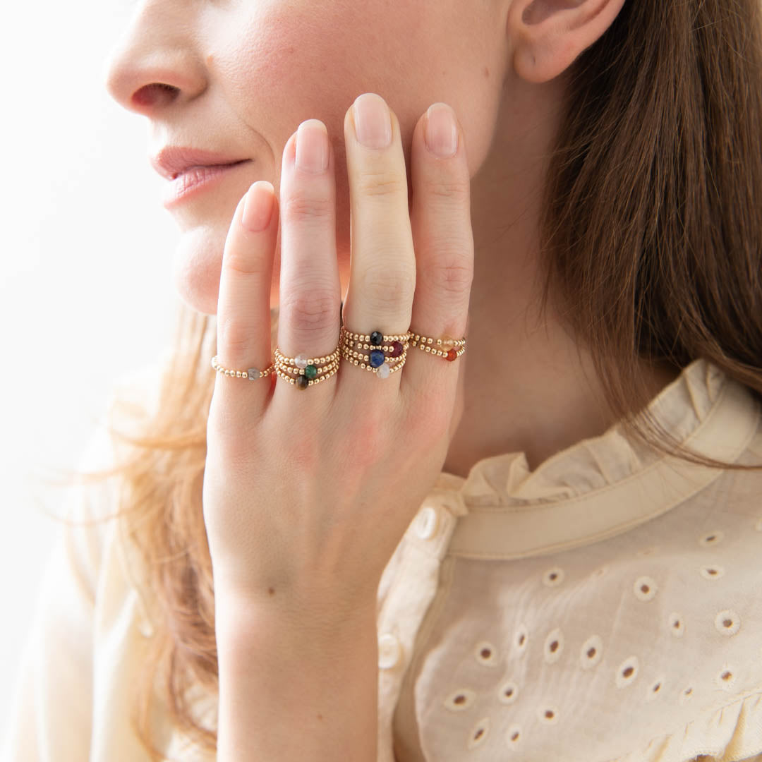 Sparkle Black Onyx Gold Colored Ring - S/M