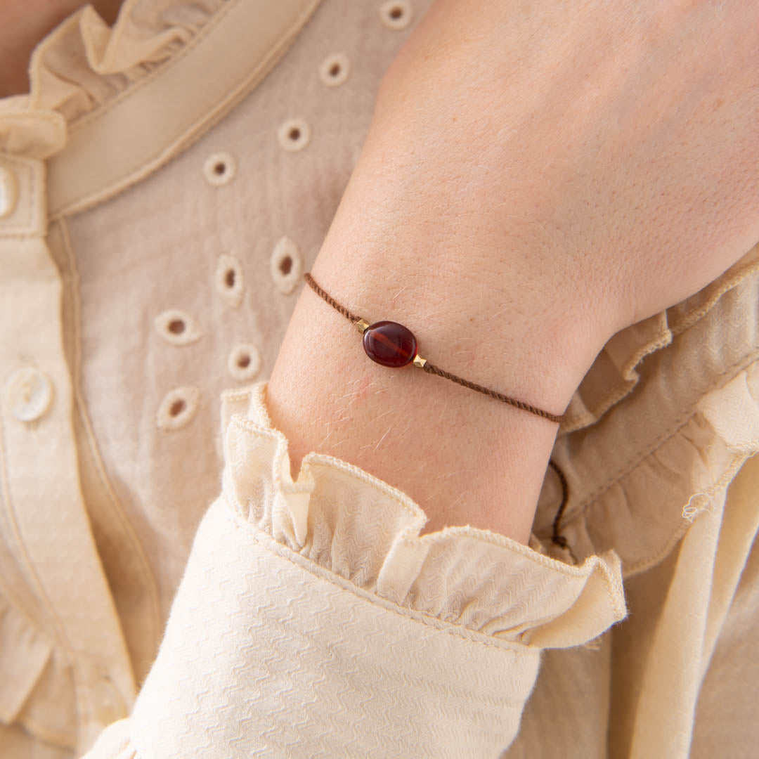 Gemstone Card Garnet Gold Colored Bracelet