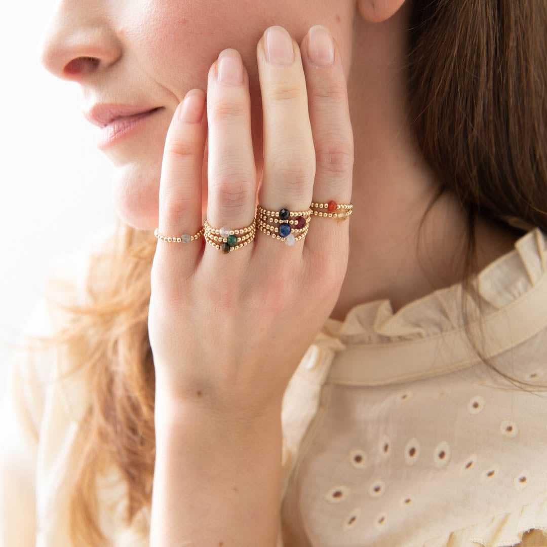 Sparkle Garnet Gold Colored Ring - S/M