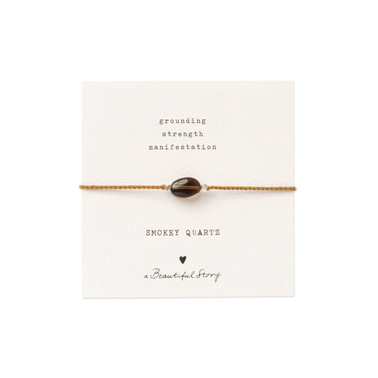 Gemstone Card Smokey Quartz Silver Colored Bracelet