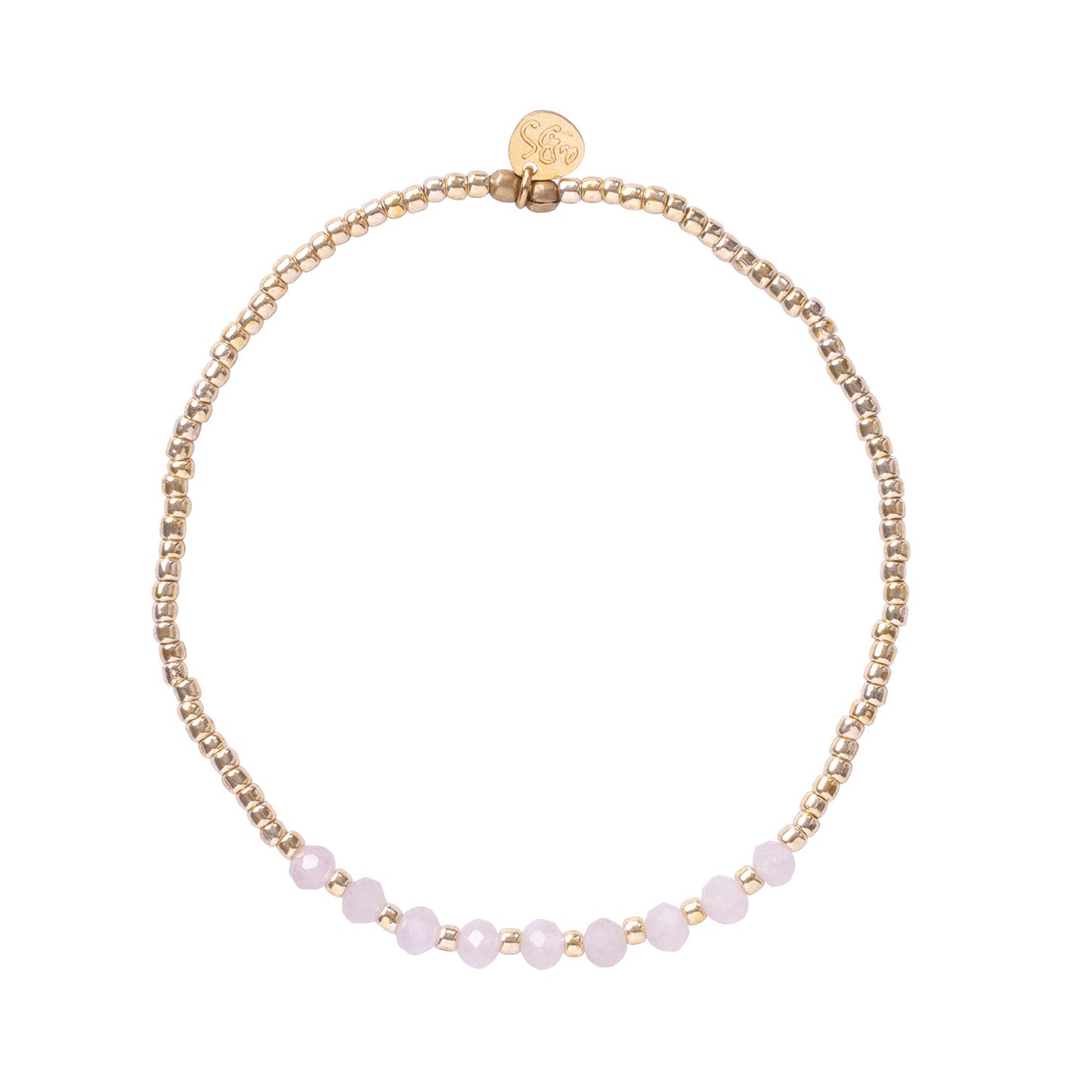 Proud Rose Quartz Gold Colored Bracelet