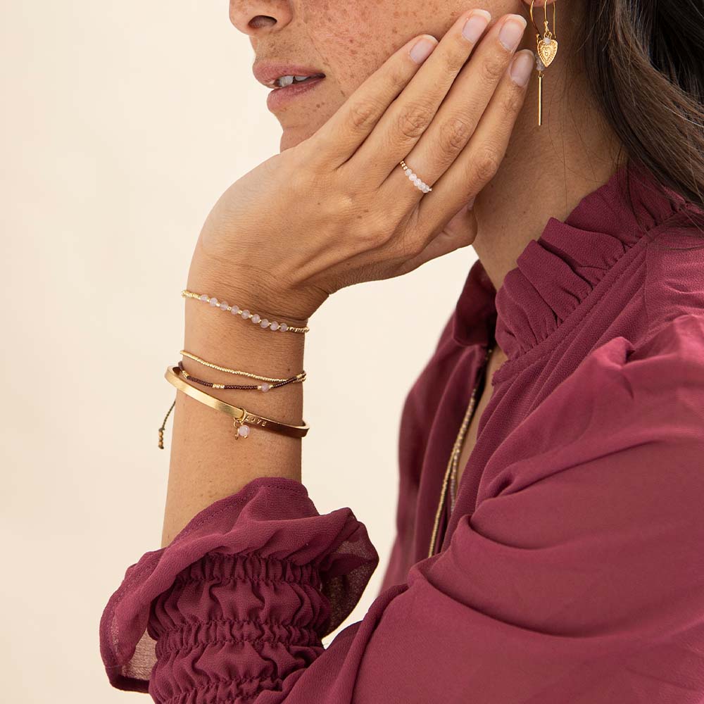 Proud Rose Quartz Gold Colored Bracelet