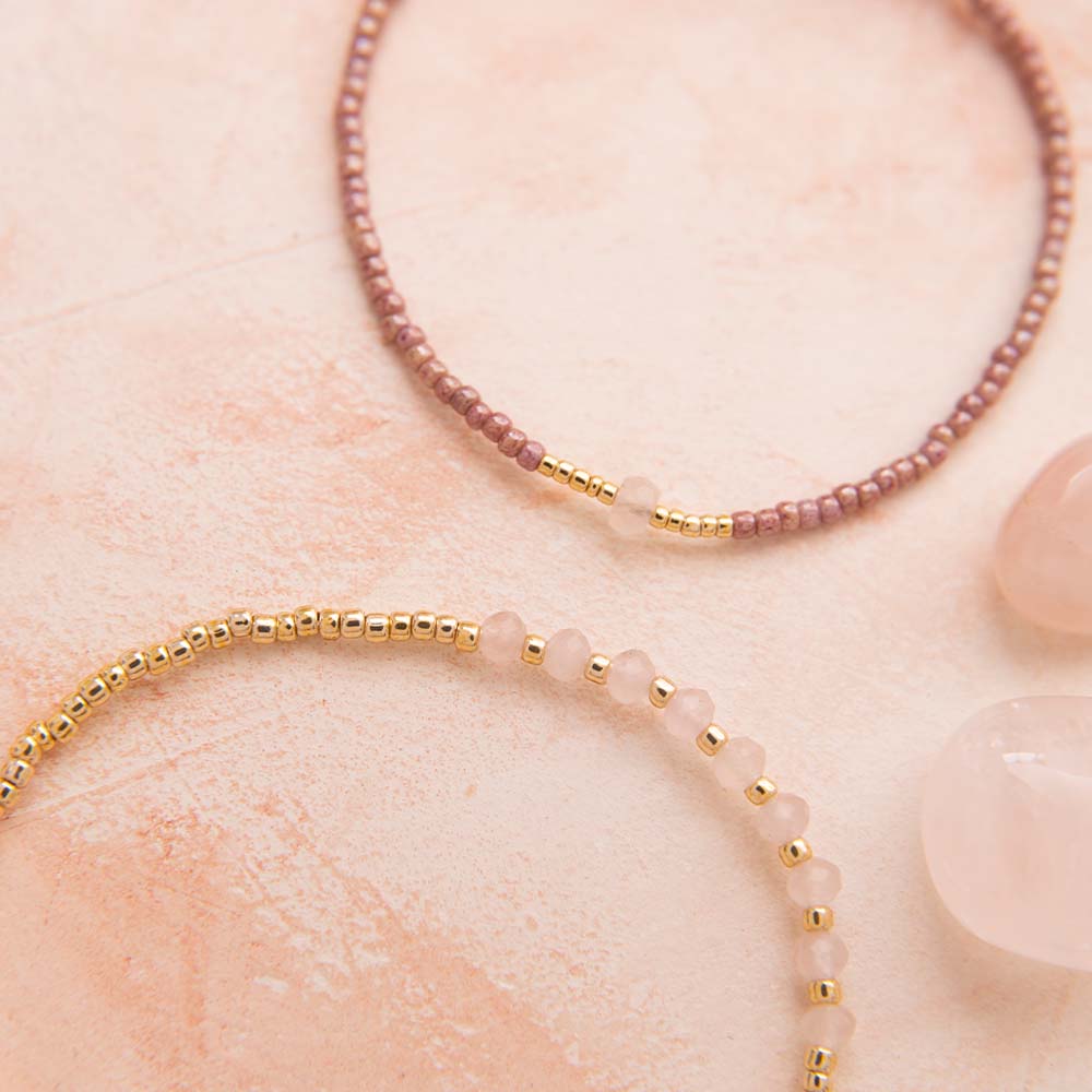 Proud Rose Quartz Gold Colored Bracelet