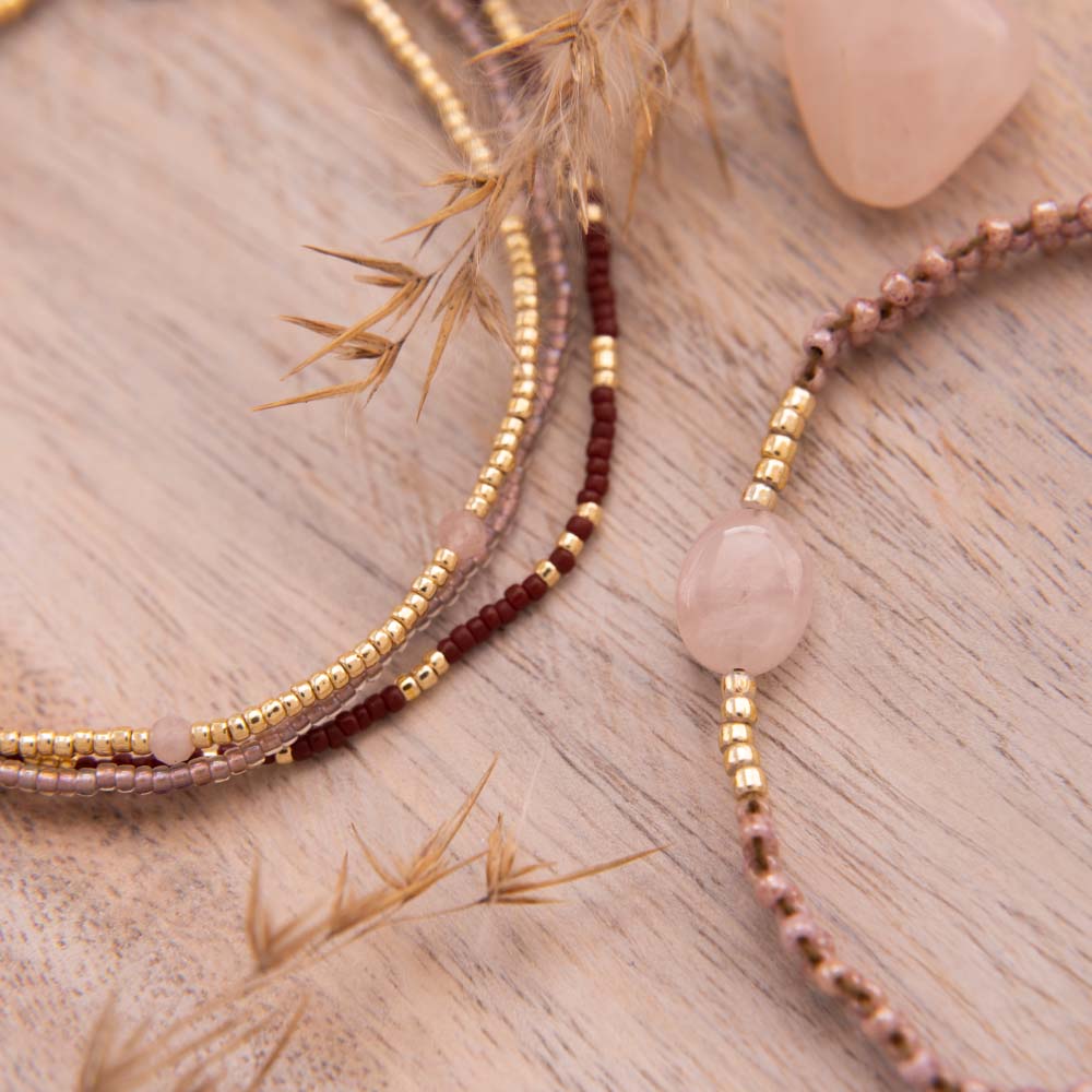 Emotion Rose Quartz Gold Colored Bracelet