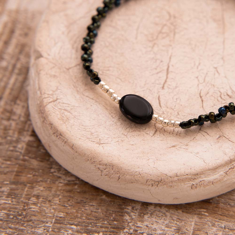 Emotion Black Onyx Silver Colored Bracelet