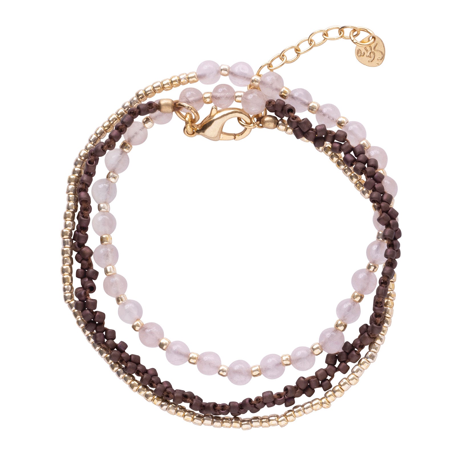 Beloved Rose Quartz Gold Colored Bracelet