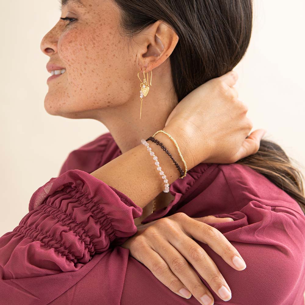 Beloved Rose Quartz Gold Colored Bracelet