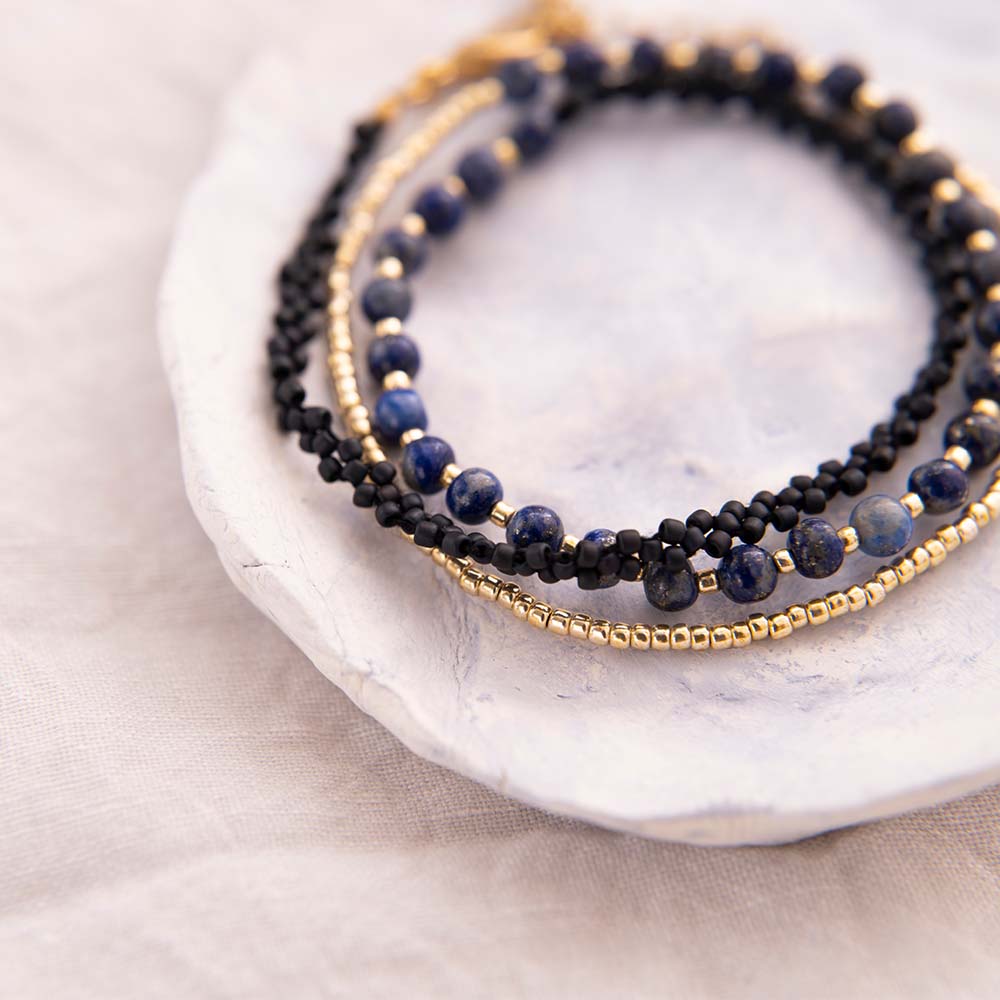 Beloved Lapis Lazuli Gold Colored Bracelet