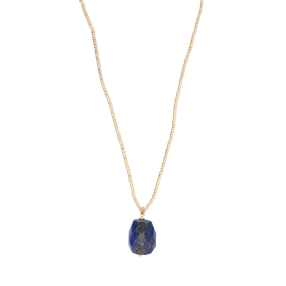 Calm Lapis Lazuli Gold Colored Necklace