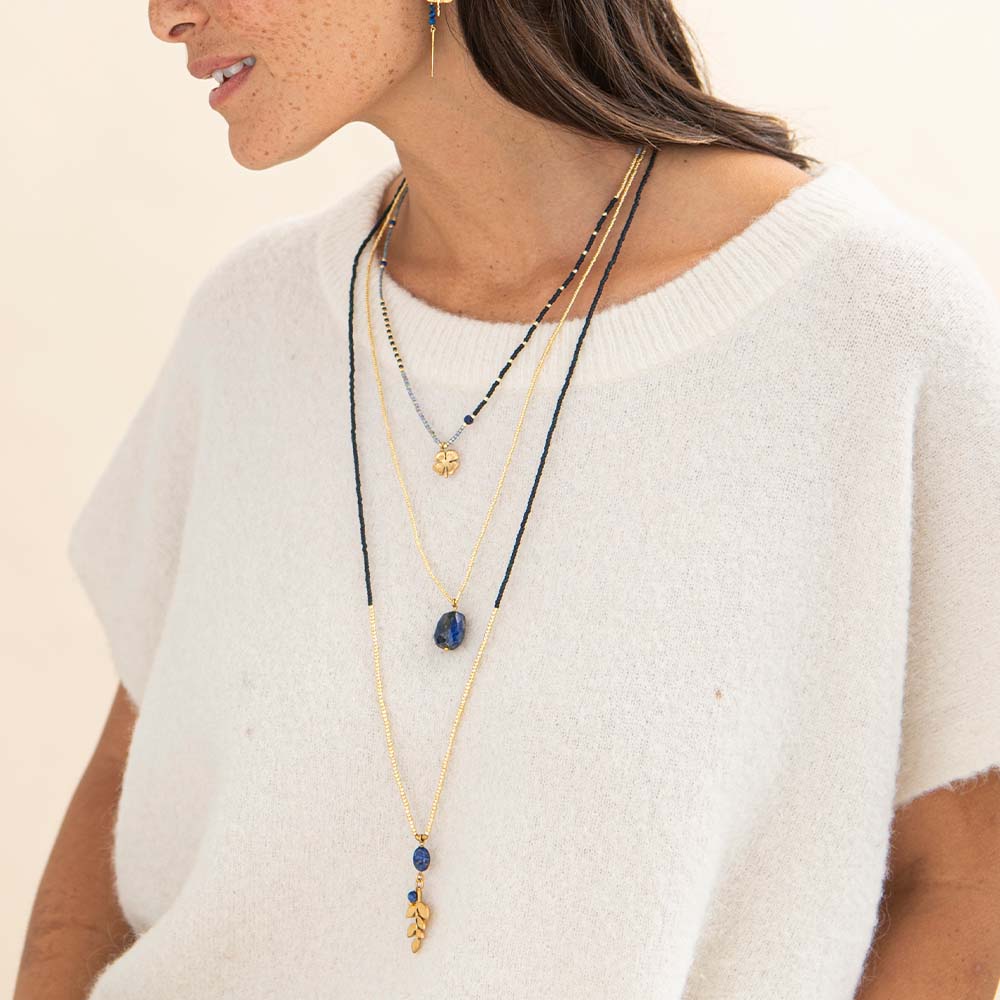 Calm Lapis Lazuli Gold Colored Necklace